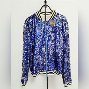 **LAST TWO** Blue and Silver Bomber Jacket